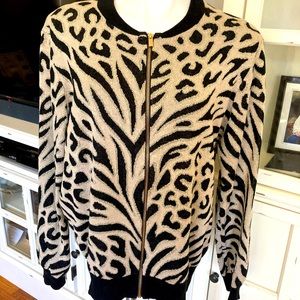 NWT Alfred Dunner zip up animal print sweater